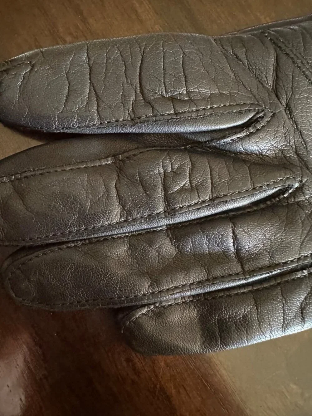 Fownes Vintage Black Leather Gloves 6 1/2 Acrylic Lining Stiched Design
